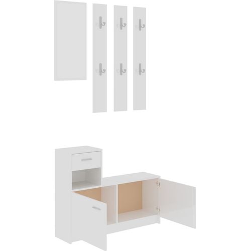 Set za hodnik visoki sjaj bijeli 100 x 25 x 76,5 cm od iverice slika 6