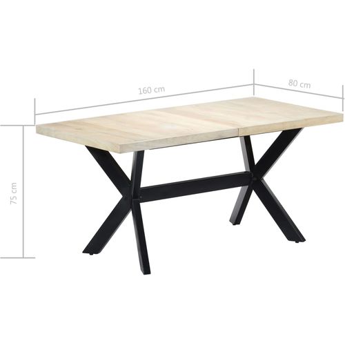 Blagovaonski stol bijeli 160x80x75 cm od masivnog drva manga slika 15