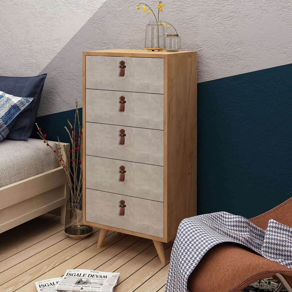 Spanze Oak Bijela Komoda slika 2