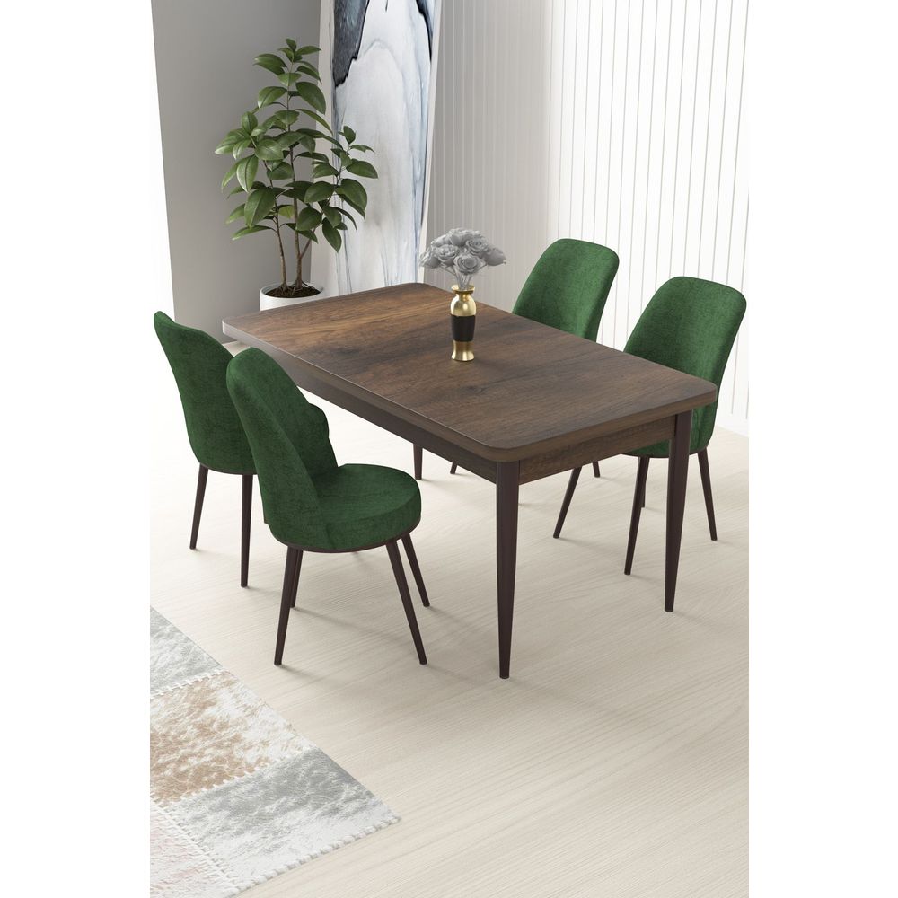 Nil - Baroque, Khaki Baroque Set Trpezarijskog Stola i Stolica (5 Komada) slika 1