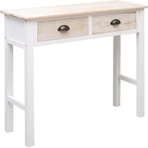Konzolni stol bijela i prirodna boja 90 x 30 x 77 cm drveni slika 1