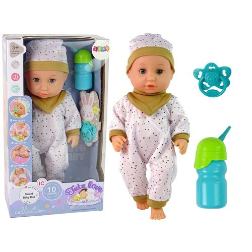 Lutka beba s bočicom i dudom u zvjezdanoj pidžami slika 1