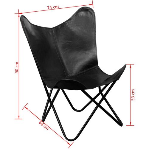 Butterfly stolica od prave kože crna slika 2