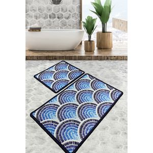 Azul - Blue Multicolor Bathmat Set (3 Pieces)