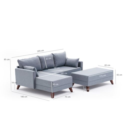 Atelier Del Sofa Bella Soft Mini Köşe Left - Plavi kutni kauč na razvlačenje slika 9