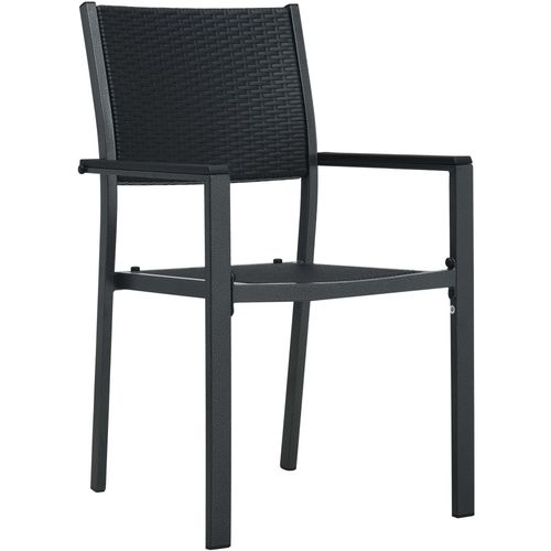 Vrtne stolice 4 kom crne plastične s izgledom ratana slika 2