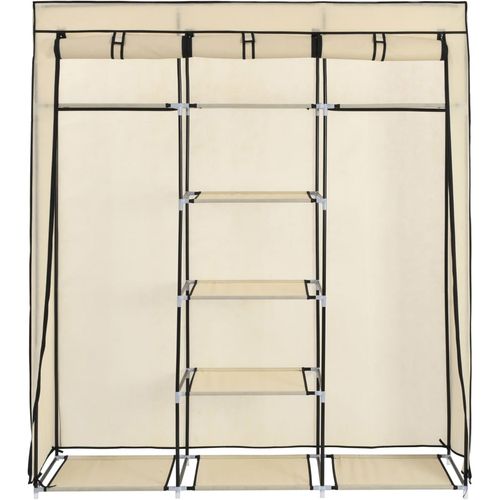 282455 Wardrobe with Compartments and Rods Cream 150x45x175 cm Fabric slika 16