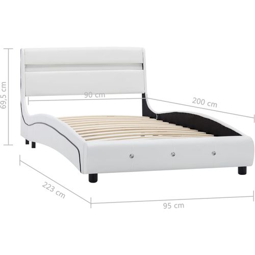 Okvir za krevet od umjetne kože s LED svjetlom bijeli 90x200 cm slika 18
