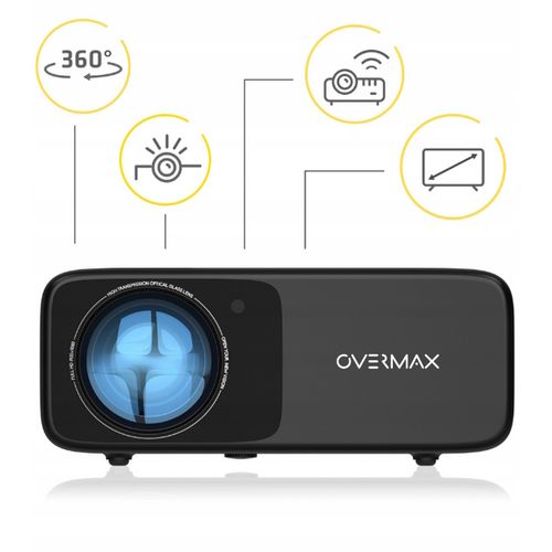 Overmax projektor Multipic 4.2, LED, 200", 4500l, HD 1080p, daljinski, crni slika 2
