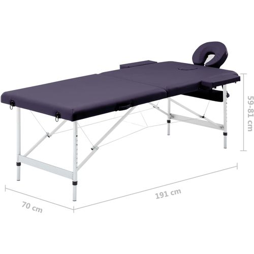 Sklopivi masažni stol s 2 zone aluminijski ljubičasti slika 50