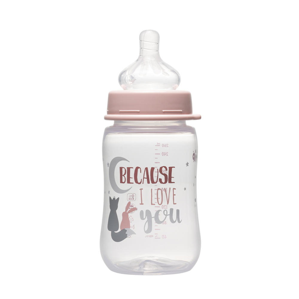 nip® Plastična flašica širokog grla sa silikonskom dudom 260ml 0m+ Girl slika 2