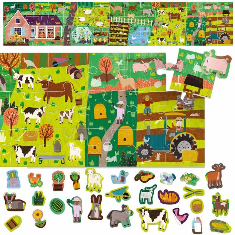HEADU Dječija slagalica sa naljepnicama - Puzzle + Stickers The Farm slika 2