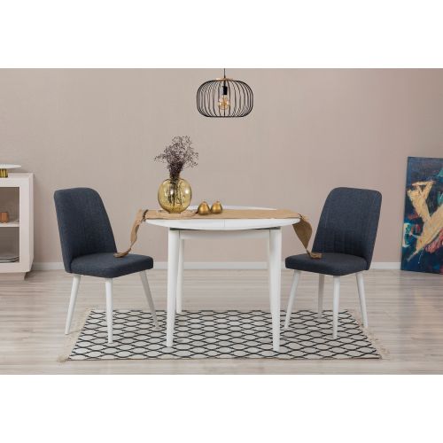 Vina 1048 - White, Navy Blue White
Navy Blue Extendable Dining Table & Chairs Set (3 Pieces) slika 1