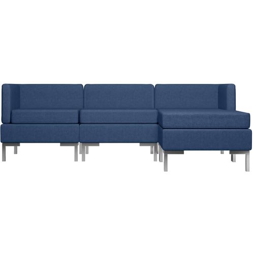 4-dijelni set sofa od tkanine plavi slika 3