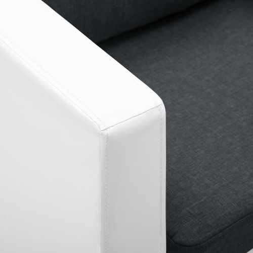 2-dijelni set sofa od umjetne kože bijeli i tamnosivi slika 20