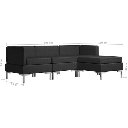 4-dijelni set sofa od tkanine crni slika 18