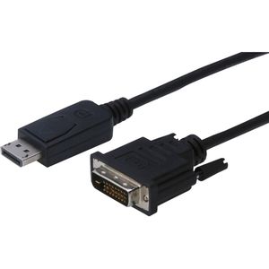 Digitus DisplayPort / DVI adapterski kabel DisplayPort utikač, DVI-D 24+1-polni utikač 2.00 m crna AK-340301-020-S mogućnost vijčanog spajanja DisplayPort kabel