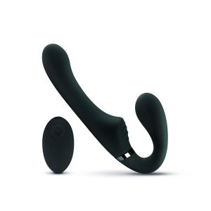 Vibracijski strap on dildo bez pojasa No-Parts - Avery, 22 cm, crni
