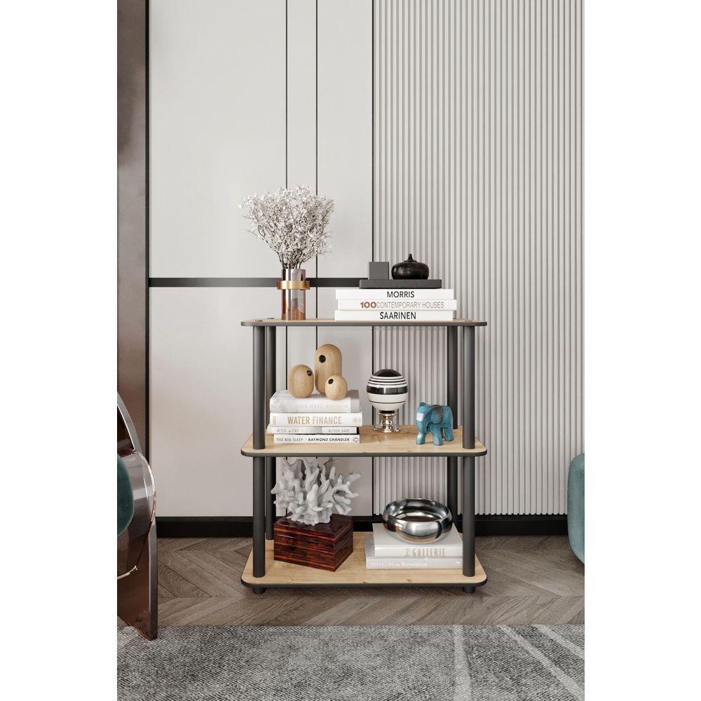  Bookshelf Bookcase 3-Tiers Rect, colour Oak slika 2