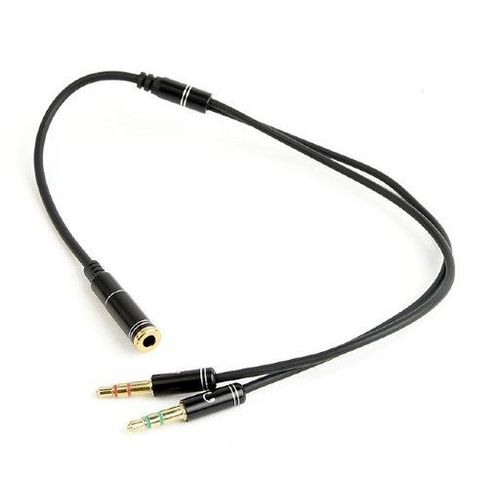 CCA-418M Gembird 3.5mm Headphone Mic Audio Y Splitter Cable Female to 2x3.5mm Male adapter, Metal slika 2