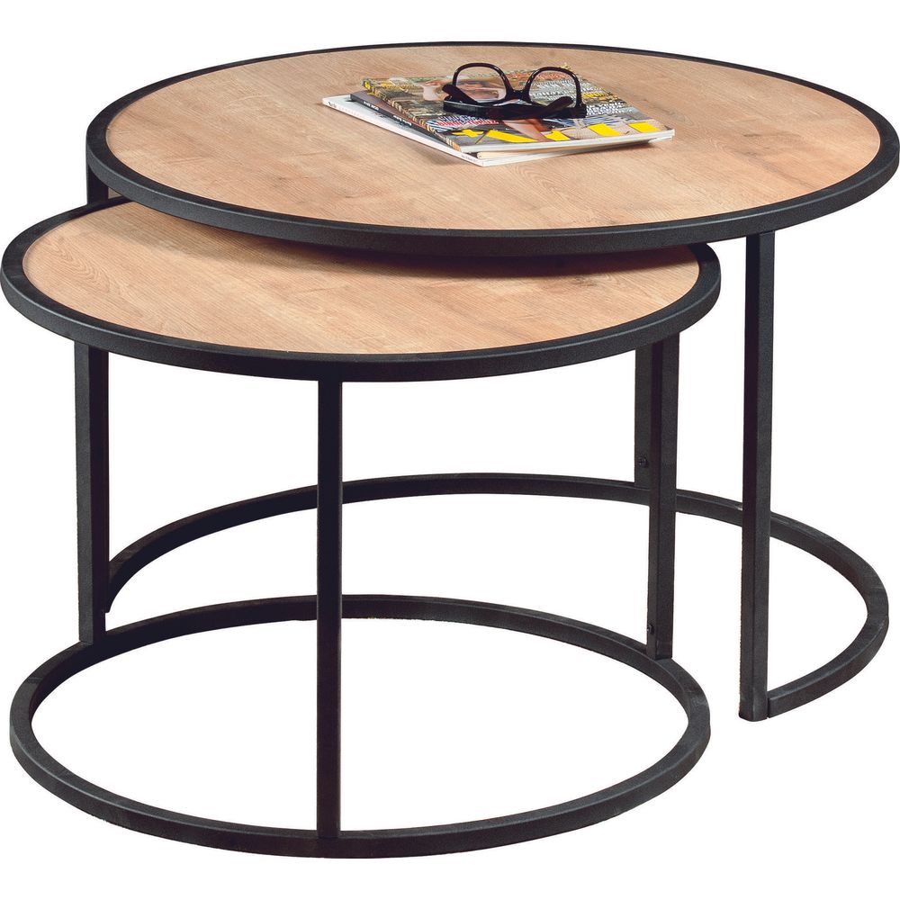 Nesting table Tambur, boje: Hrast, Crna (2 komada) slika 3