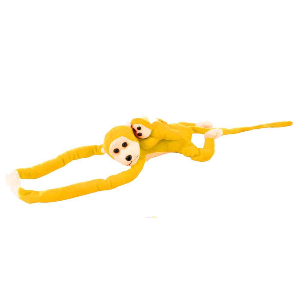 Maskota plišani majmun s bebom, žuta 70 cm slika 3