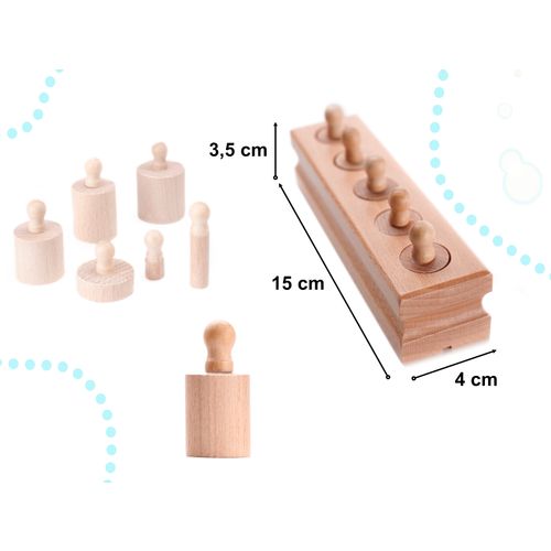 Montessori drveni sorter cilindričnih utega slika 4