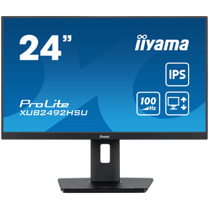 IIYAMA XUB2492HSU-B6  Monitor 24” IPS 1920 x 1080 @100Hz 250 cd/m² 1300:1 0.4ms HDMI DP USBx4 height, swivel, tilt, pivot (rotation both sides)
