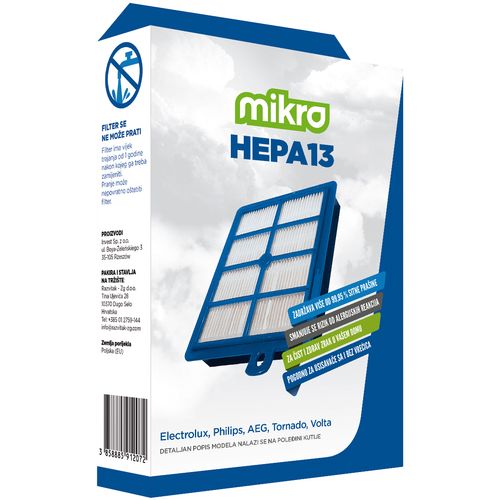 Hepa filter IZ-FHE2 (Odgovara za: Electrolux Filter za usisavače EFH12W HEPA H12) slika 1