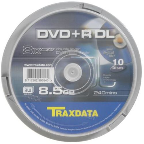 TRAXDATA OPTIČKI MEDIJ DVD+R DUAL LAYER 8X CAKE 10 slika 1
