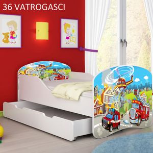 Dječji krevet ACMA s motivom + ladica 180x80 cm 36-vatrogasci