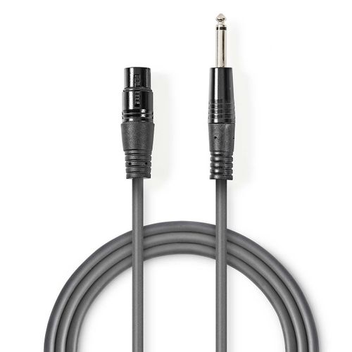 Kabel NEDIS, 6.35mm TS (M) na XLR 3-Pin (Ž), sivi, 5m slika 1