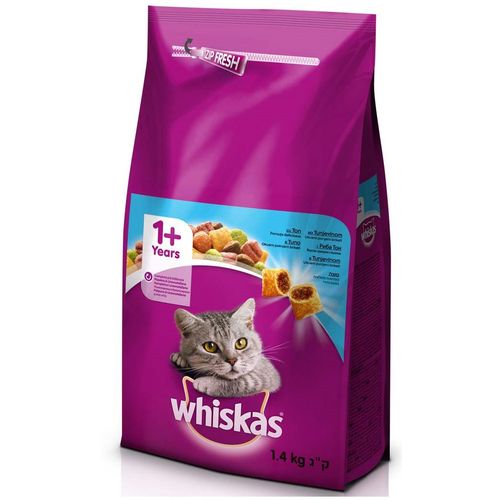 WHISKAS Suha hrana za mačke Tuna 1+, potpuna hrana za odrasle mačke, 1,4 kg slika 1