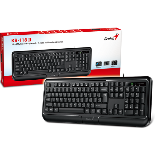 Tipkovnica Genius KB-118 V2, žična, USB, crna slika 1