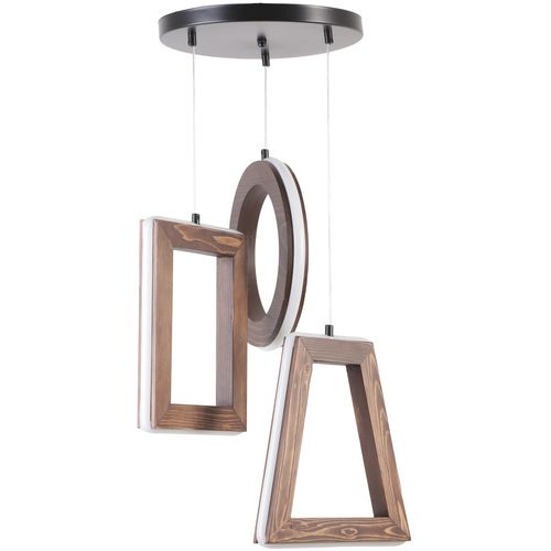 Simetri 3 Lü Ceviz Ledli Avize 3 Renk Walnut Chandelier slika 1