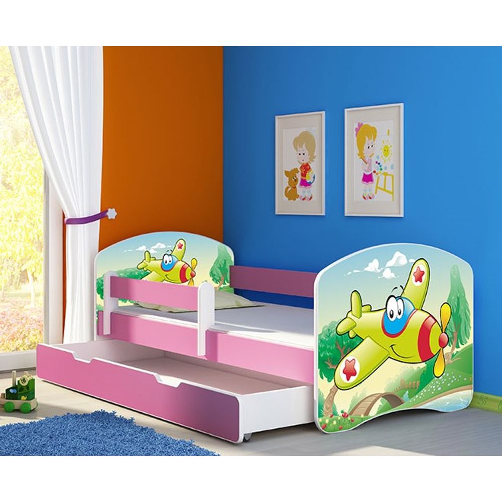 ACMA Dječiji krevet Acma II sa ladicom Pink - 180x80cm - Dezen 29 slika 1