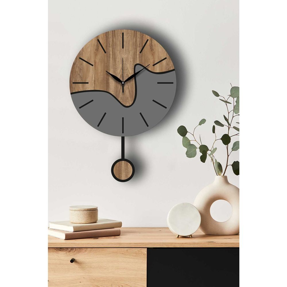 Decorative wall clock Vlnt109, colours: walnut, grey slika 3