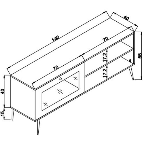 Calvin 140 Glass Oak
Black TV Stand slika 6