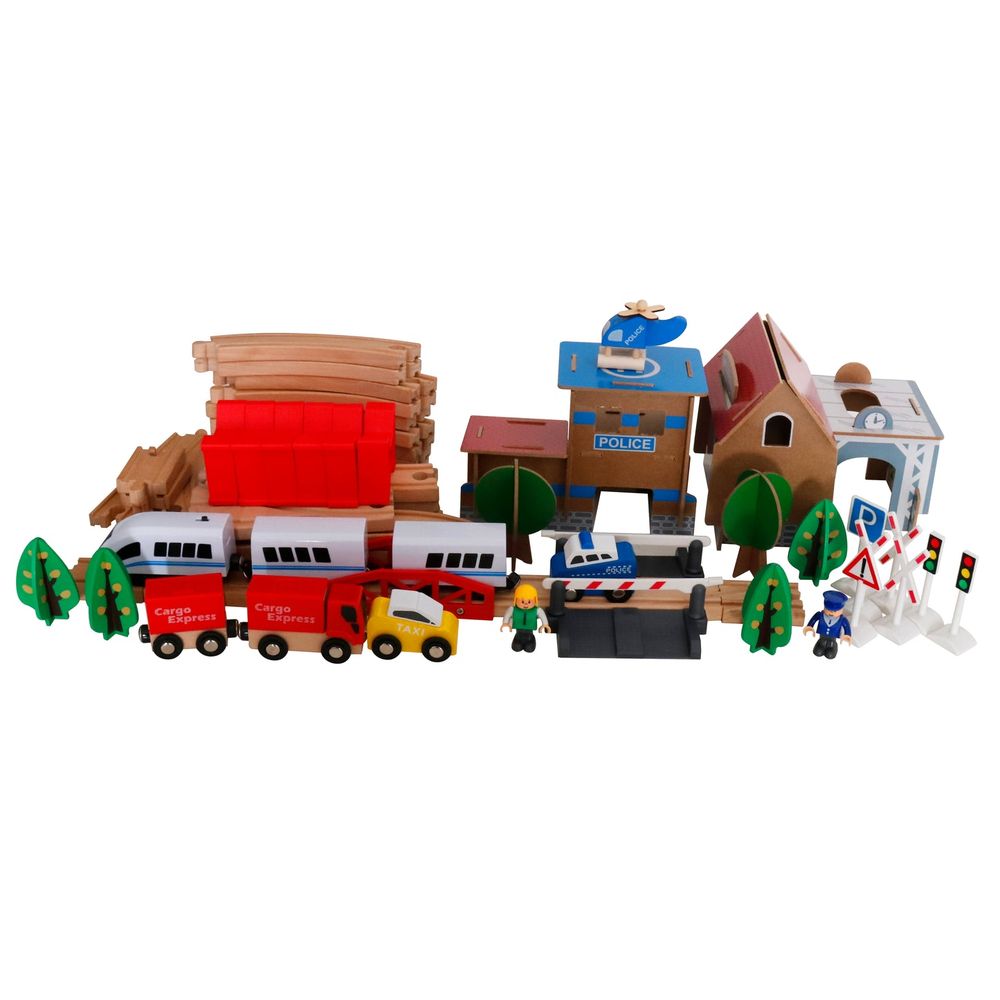 Kinder Home Drveni željeznički set - Pruga sa vozićem i dodacima slika 4