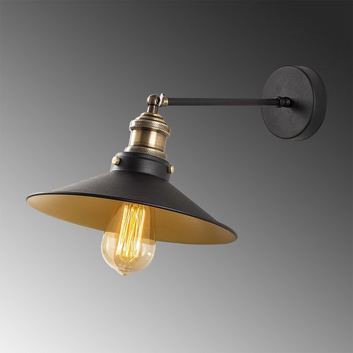 Opviq Zidna lampa SAGLAM, crno- zlatna, metal 25 x 40 cm, visina 20 cm, promjer sjenila 25 cm, E27 40 W, Sağlam - 3741 slika 4