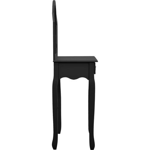 Toaletni stolić sa stolcem crni 65x36x128 cm paulovnija i MDF slika 5