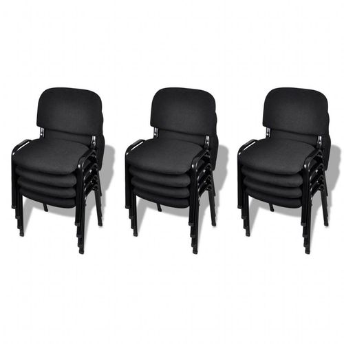Složive uredske stolice od tkanine 12 kom crne slika 1
