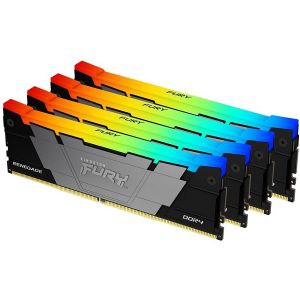 Kingston KF436C18RB2AK4/128 DDR4 128GB (4x32GB) 3600MHz [FURY RENEGADE RGB], Non-ECC UDIMM, CL18 1.35V, 288-Pin 2Rx8, Memory Kit, w/RGB Heatsink, XMP