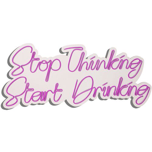 Wallity Ukrasna plastična LED rasvjeta, Stop Thinking Start Drinking - Pink slika 11