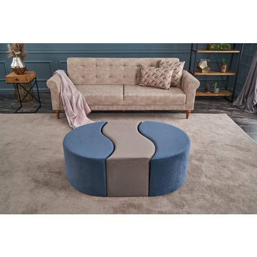 Atelier Del Sofa Tabure, Plava Mink, Alya Puf - Blue, Mink slika 1