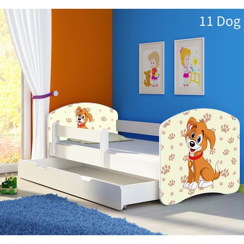 Dječji krevet ACMA s motivom, bočna bijela + ladica 180x80 cm 11-dog slika 1