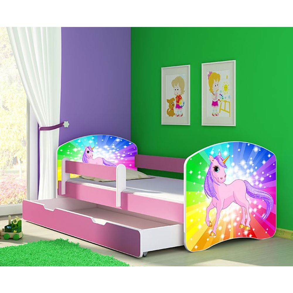ACMA Dječiji krevet Acma II sa ladicom Pink - 140x70cm - Dezen 18 slika 1