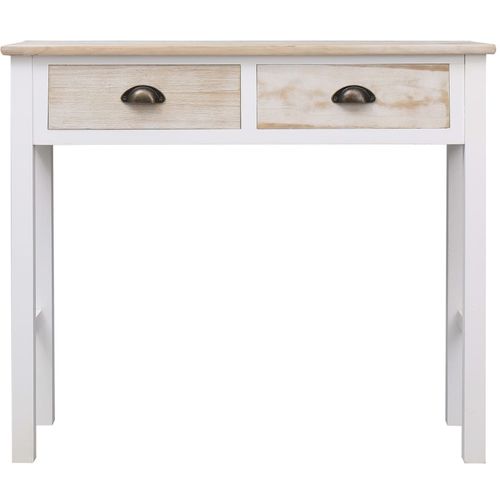 Konzolni stol bijela i prirodna boja 90 x 30 x 77 cm drveni slika 22