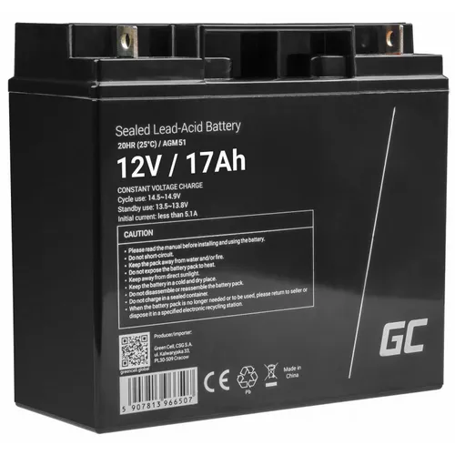 Baterija Green Cell AGM51, 12V, 17Ah, VRLA, bez održavanja, GP12170 slika 1