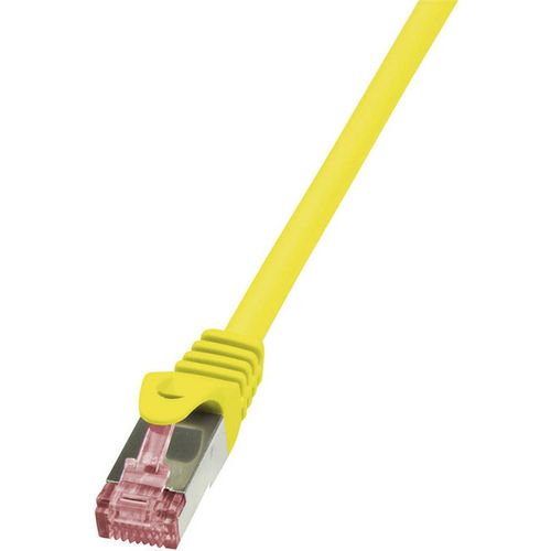 LogiLink CQ2067S RJ45 mrežni kabel, Patch kabel cat 6 S/FTP 3.00 m žuta vatrostalan, sa zaštitom za nosić 1 St. slika 1